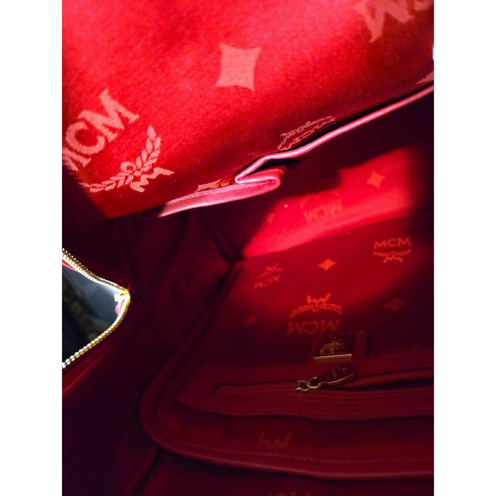 Mcm Small Stark Strawberry Red Visetos Backpack - Like New — image 6 of 8